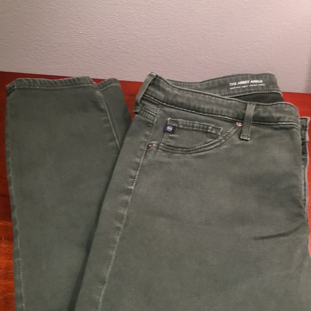 COPY - AG moss green Abbey Ankle jeans. Skinny leg